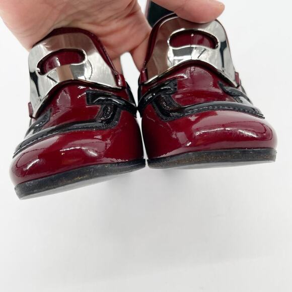 Prada Fall 2010 Burgundy Patent Leather Square Toe Loafer Pump Heel size IT 36 - Picture 7 of 13